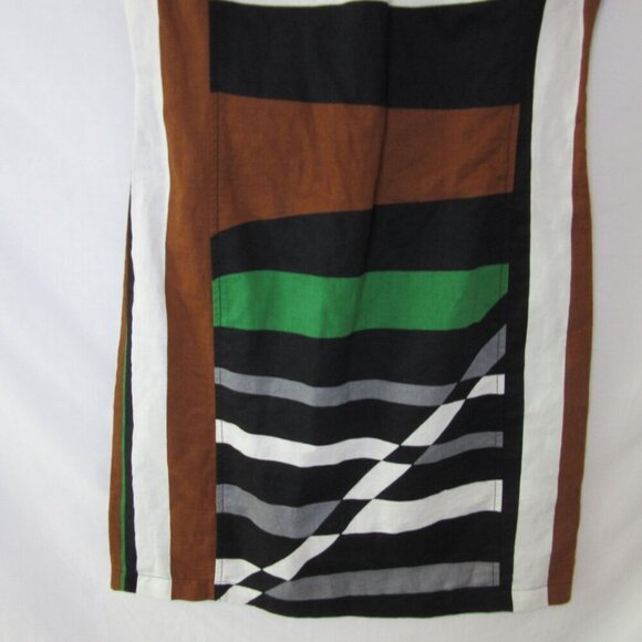 Derek Lam Abstract Linen Sheath Dress Brown Gray Striped Womens 6 - Picture 3 of 7